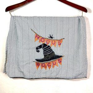 Isaac Mizrahi Halloween Hocus Pocus embroidered tea towel witch hat spider twine